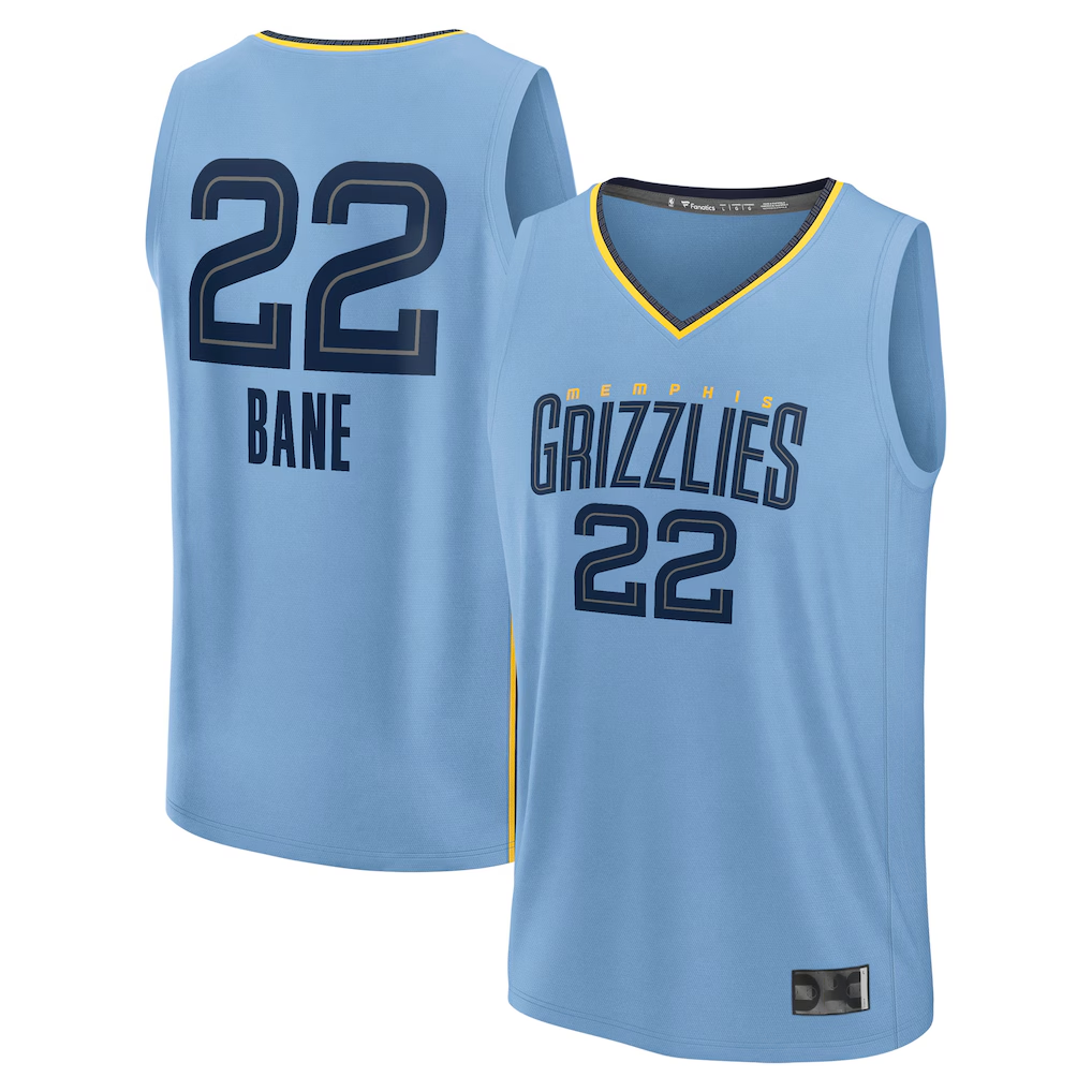 Choea M.Grizzlies #22 Desmond Bane Light Blue Fast Break Replica Player Stitched Jerseys- Statement Edition
