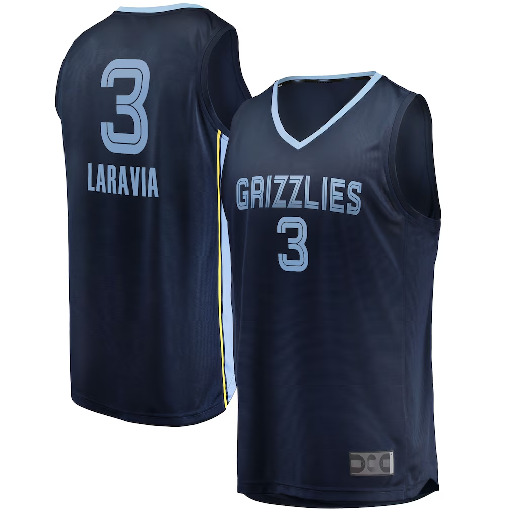 Choea M.Grizzlies #3 Jake LaRavia Navy Fast Break Replica Player Stitched Jerseys- Icon Edition