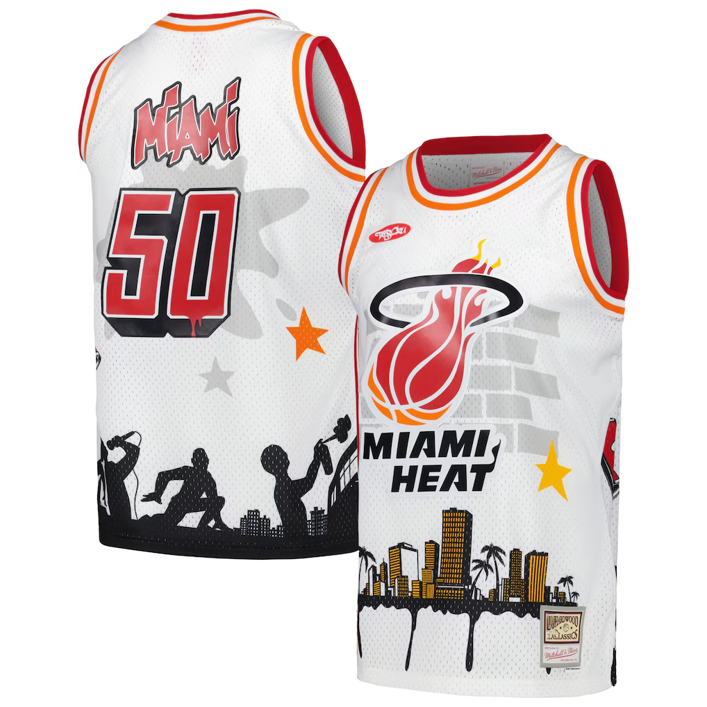Choea M.Heat Mitchell & Ness x Tats Cru White Hardwood Classics Fashion Jerseys