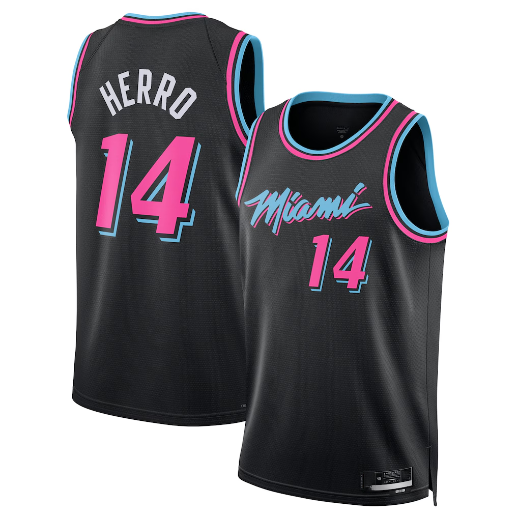 Choea M.Heat #14 Tyler Herro Black 2025-2026 Swingman Jerseys - City Edition