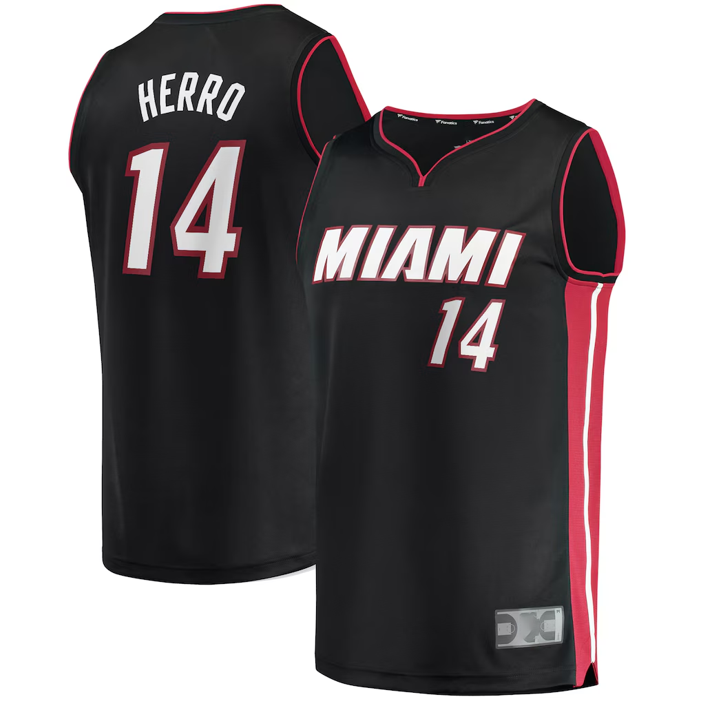 Choea M.Heat #14 Tyler Herro Black Fast Break Replica Jerseys - Icon Edition