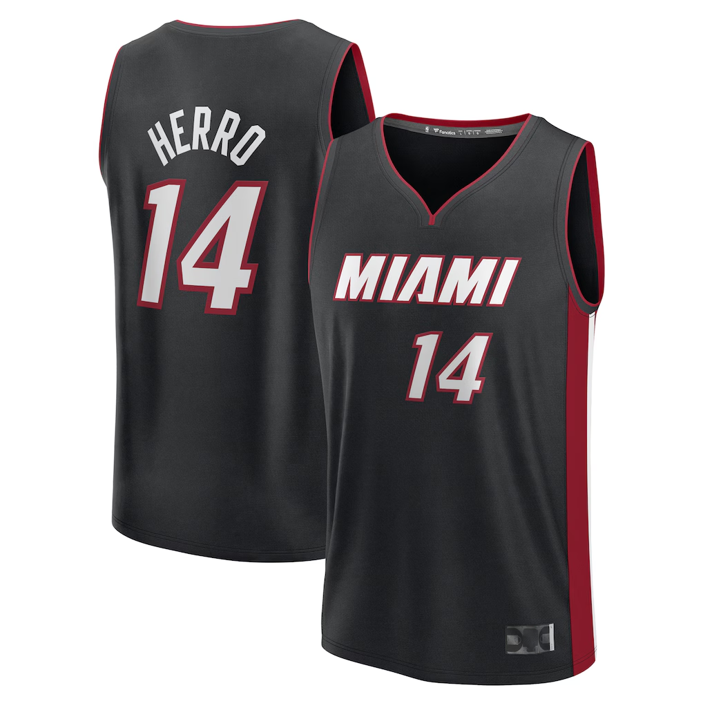 Choea M.Heat #14 Tyler Herro Black Fast Break Replica Player Jerseys - Icon Edition