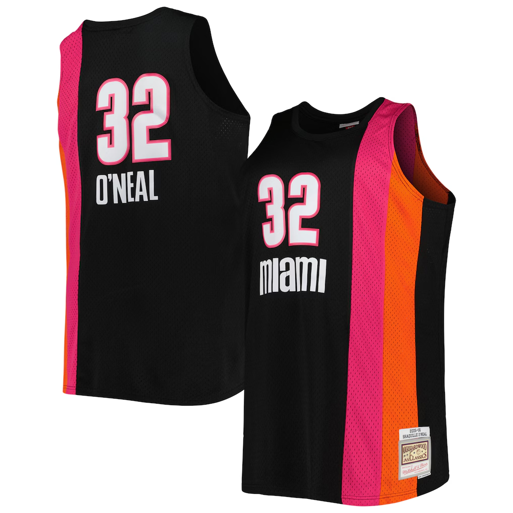 Choea M.Heat #32 Shaquille O'Neal Mitchell & Ness Black Big & Tall Hardwood Classics 2005-2006 Swingman Jerseys