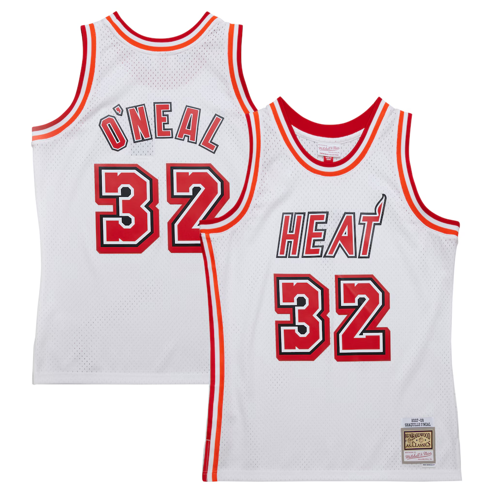 Choea M.Heat #32 Shaquille O'Neal Mitchell & Ness White 2007-2008 Hardwood Classics Swingman Jerseys