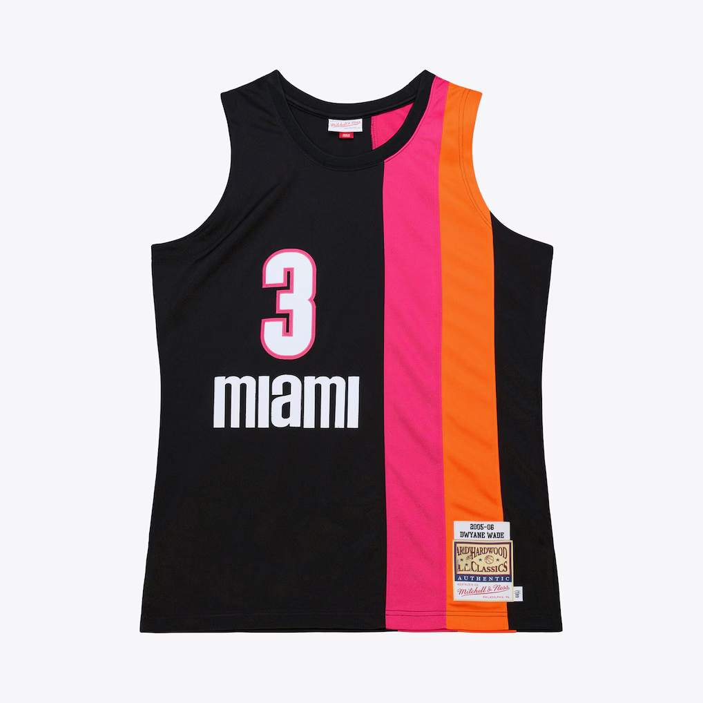Choea M.Heat #3 Dwyane Wade Mitchell & Ness Black 2005-06 Hardwood Classics Authentic Jerseys