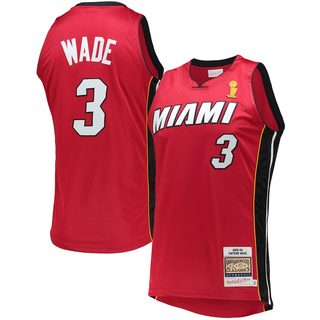 Choea M.Heat #3 Dwyane Wade Mitchell & Ness Red 2005-06 Hardwood Classics Authentic Jerseys