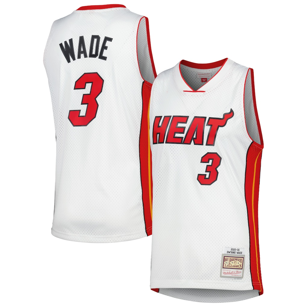 Choea M.Heat #3 Dwyane Wade Mitchell & Ness White 2005-06 Hardwood Classics Swingman Jerseys