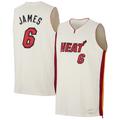 Choea M.Heat #6 LeBron James Cream Forever King Reserve Authentic Jerseys
