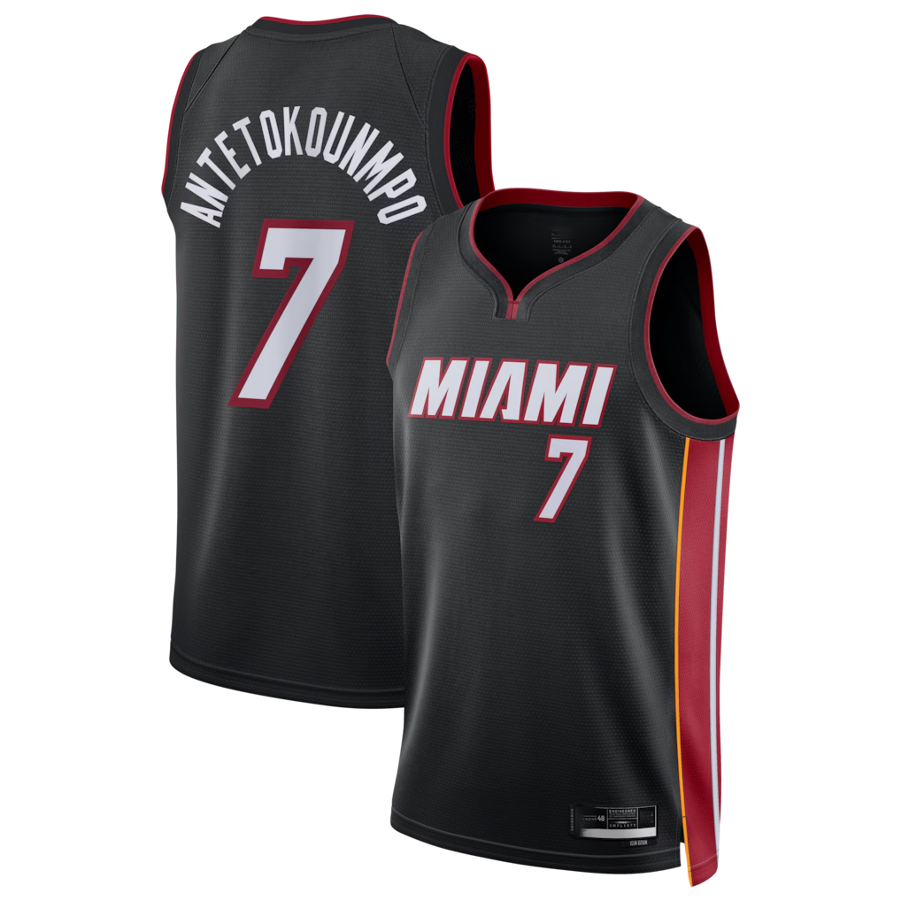 Choea M.Heat #7 Giannis Antetokounmpo Black Swingman Jerseys - Icon Edition