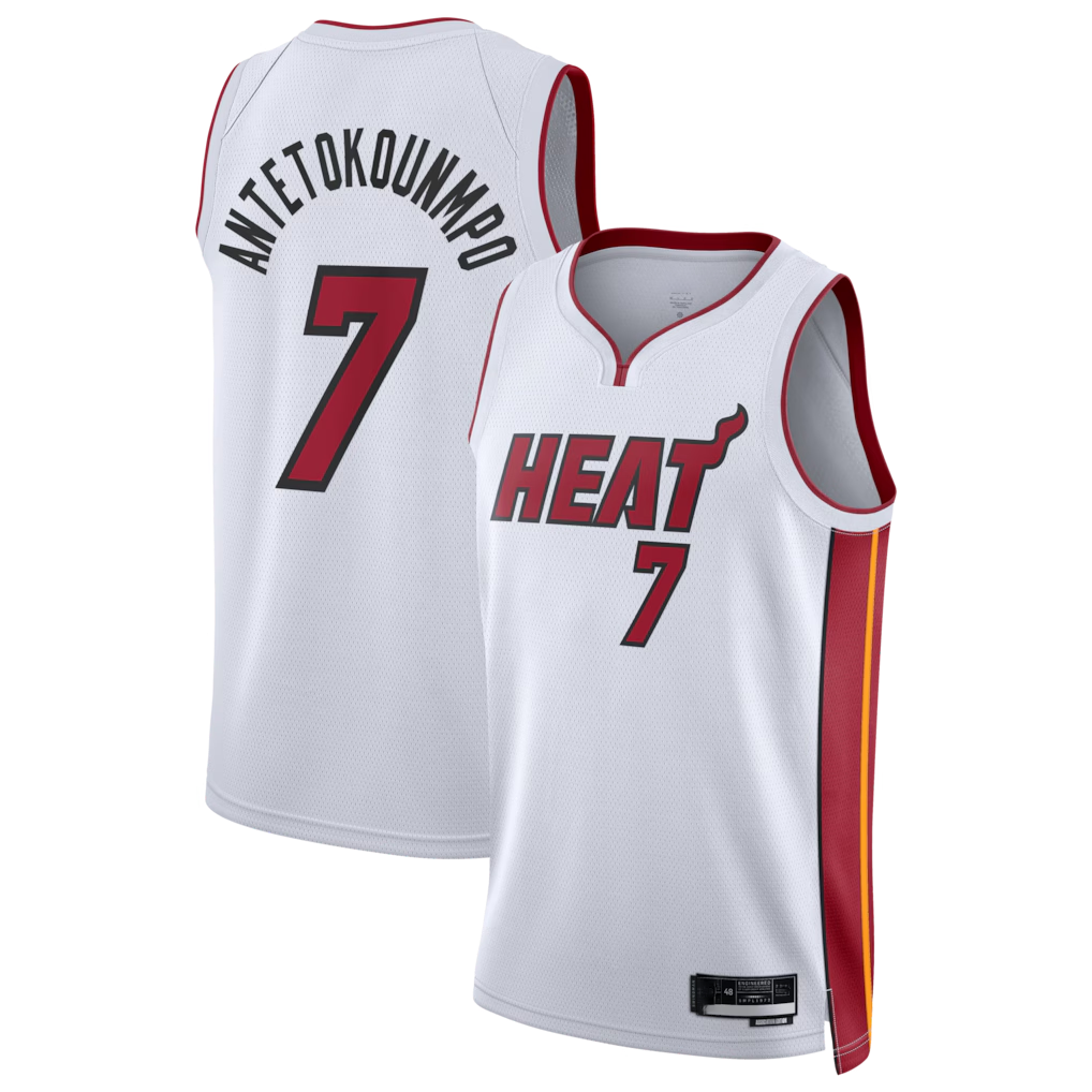 Choea M.Heat #7 Giannis Antetokounmpo White Swingman Jerseys - Association Edition