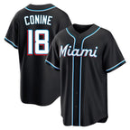 Choea M.Marlins #18 Griffin Conine Player Black Fashion Out Home Game Stitched Jerseys