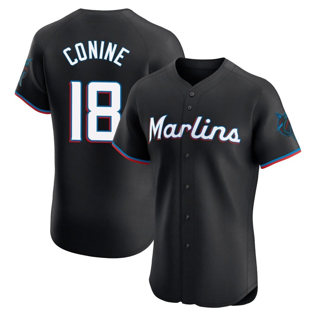 Choea M.Marlins #18 Griffin Conine Player Black Vapor Home Limited Elite Stitched Jerseys