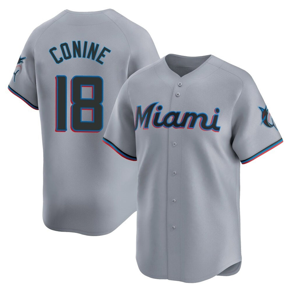 Choea M.Marlins #18 Griffin Conine Player Gray Home Limited Stitched Jerseys
