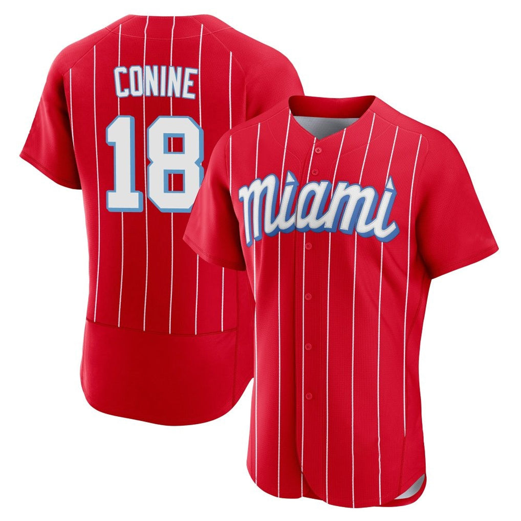 Choea M.Marlins #18 Griffin Conine Player Red City Connect Home Limited Elite Stitched Jerseys