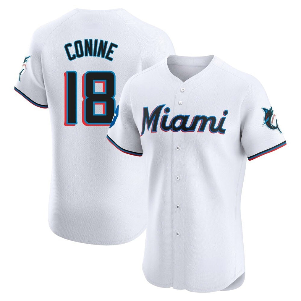 Choea M.Marlins #18 Griffin Conine Player White Home Limited Elite Stitched Jerseys