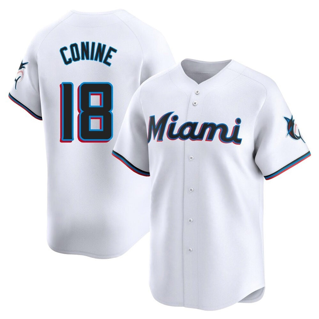Choea M.Marlins #18 Griffin Conine Player White Home Limited Stitched Jerseys