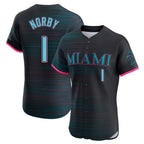 Choea M.Marlins #1 Connor Norby Player Black City Connect Home Limited Elite Stitched Jerseys