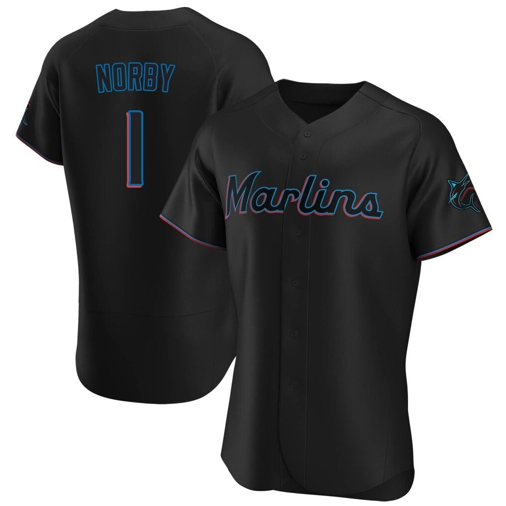 Choea M.Marlins #1 Connor Norby Player Black Home Limited Elite Stitched Jerseys