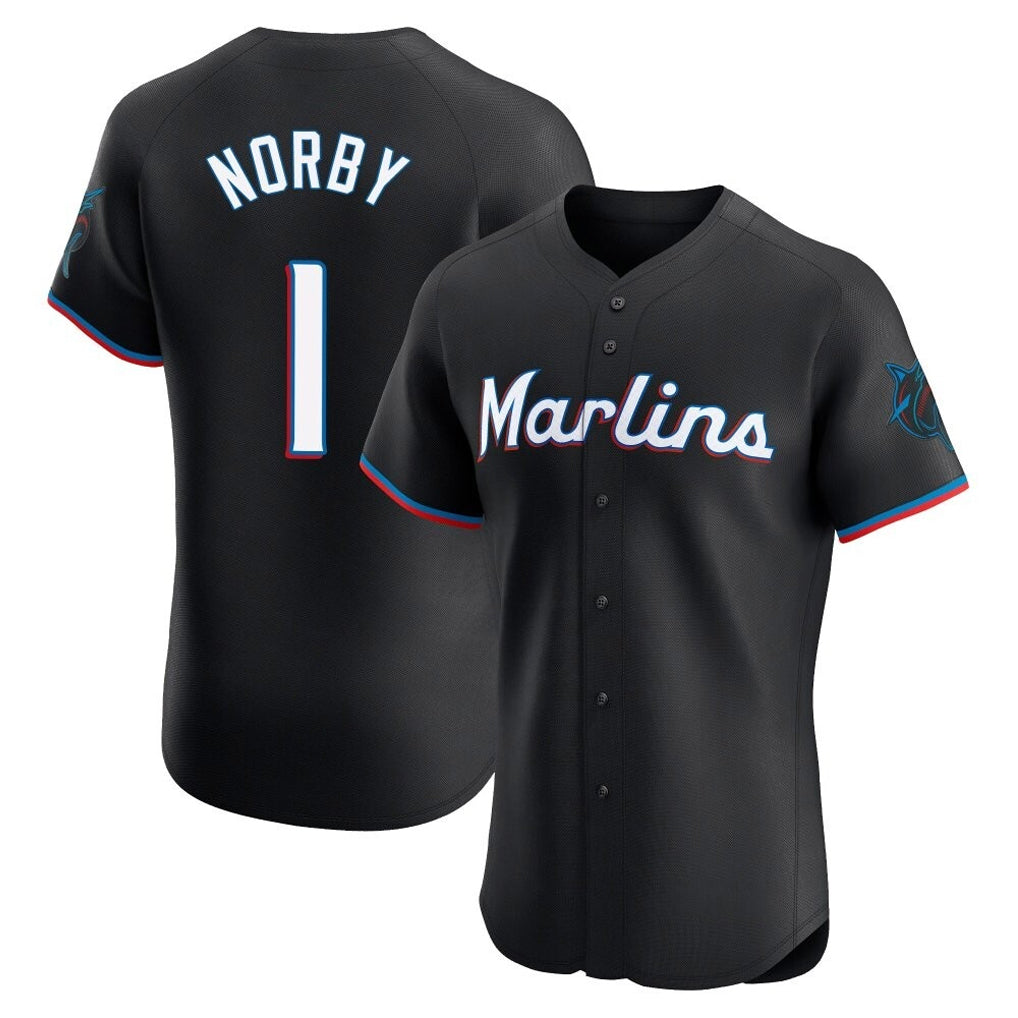 Choea M.Marlins #1 Connor Norby Player Black Vapor Home Limited Elite Stitched Jerseys