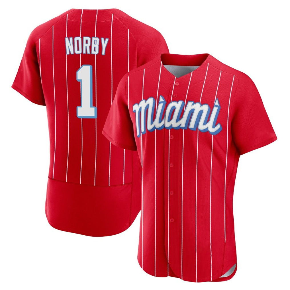 Choea M.Marlins #1 Connor Norby Player Red City Connect Home Limited Elite Stitched Jerseys