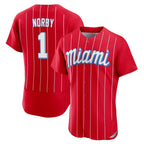 Choea M.Marlins #1 Connor Norby Player Red City Connect Home Limited Elite Stitched Jerseys
