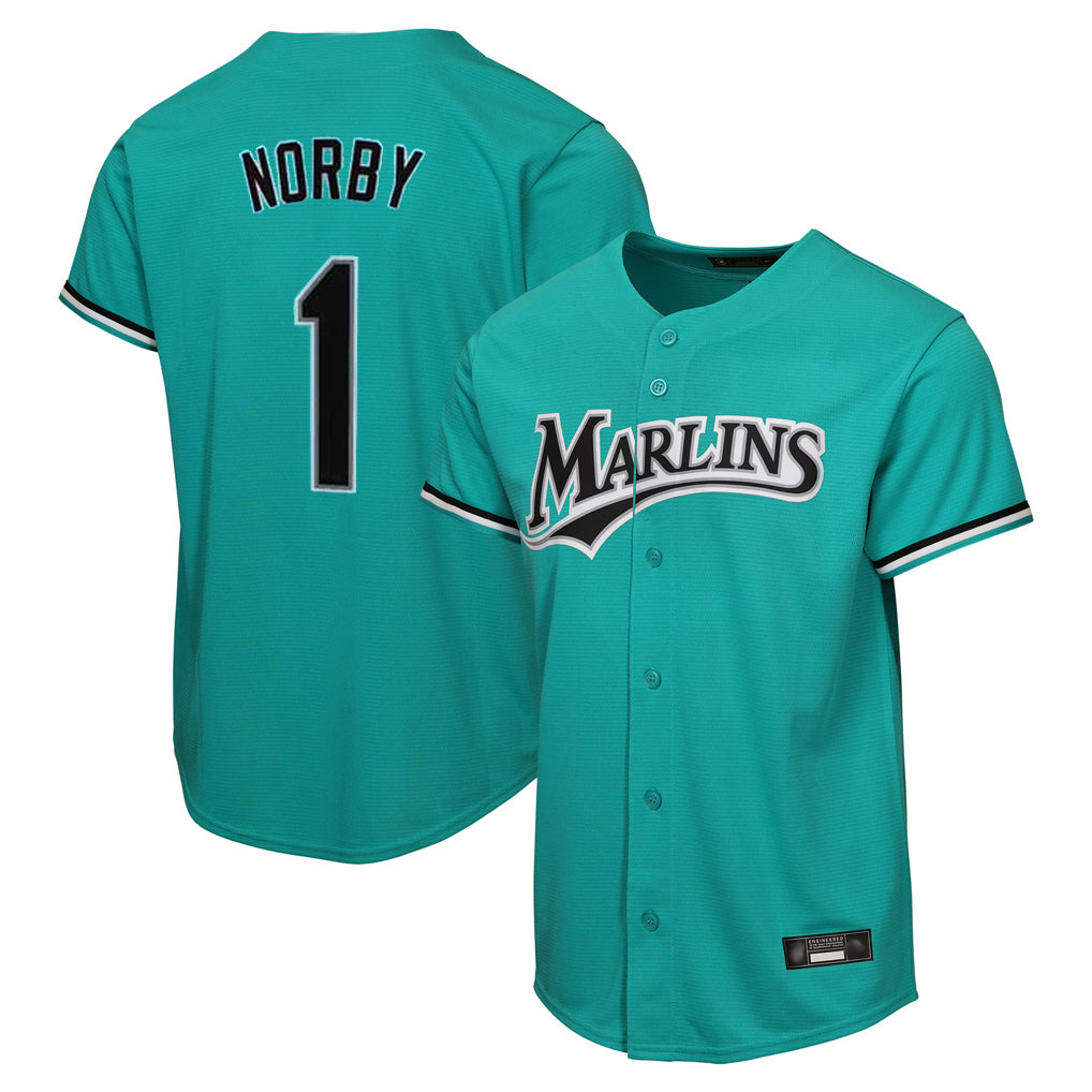 Choea M.Marlins #1 Connor Norby Player Teal  Home Game Stitched Jerseys