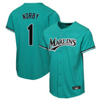 Choea M.Marlins #1 Connor Norby Player Teal  Home Game Stitched Jerseys