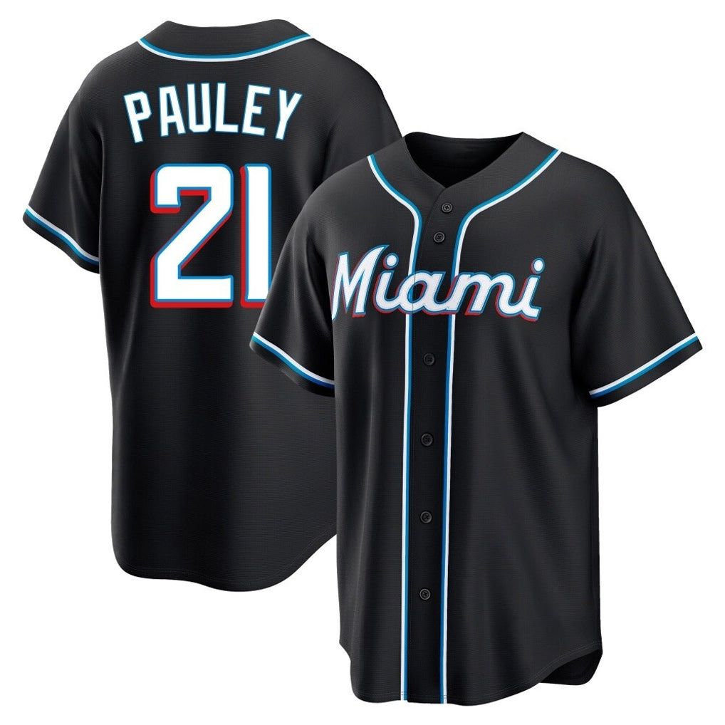 Choea M.Marlins #21 Graham Pauley Player Black Fashion Out Home Game Stitched Jerseys