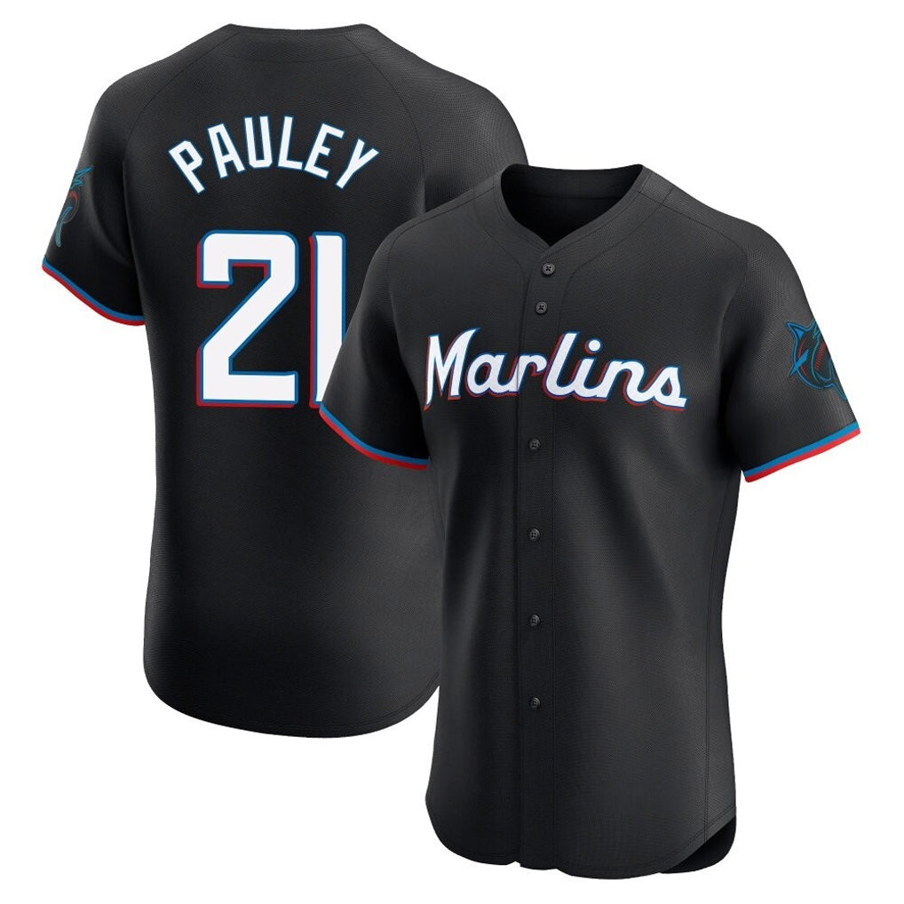 Choea M.Marlins #21 Graham Pauley Player Black Vapor Home Limited Elite Stitched Jerseys