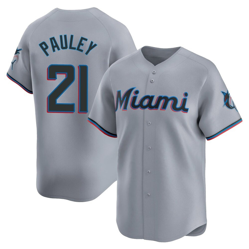 Choea M.Marlins #21 Graham Pauley Player Gray Home Limited Stitched Jerseys