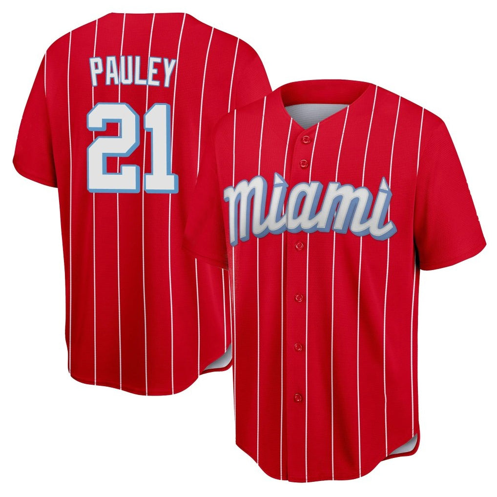 Choea M.Marlins #21 Graham Pauley Player Red City Connect Home Game Stitched Jerseys