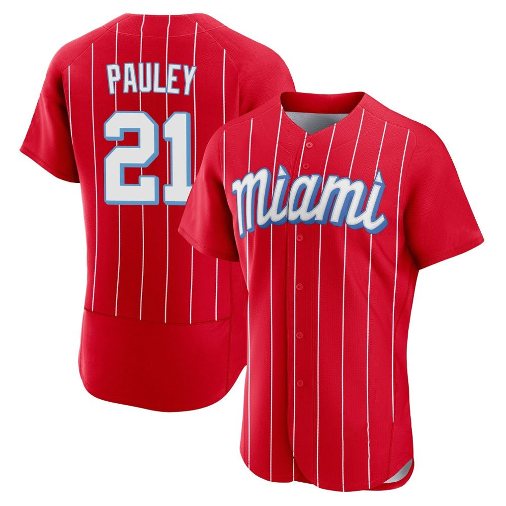Choea M.Marlins #21 Graham Pauley Player Red City Connect Home Limited Elite Stitched Jerseys