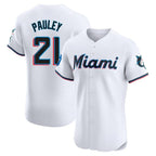 Choea M.Marlins #21 Graham Pauley Player White  Home Limited Elite Stitched Jerseys
