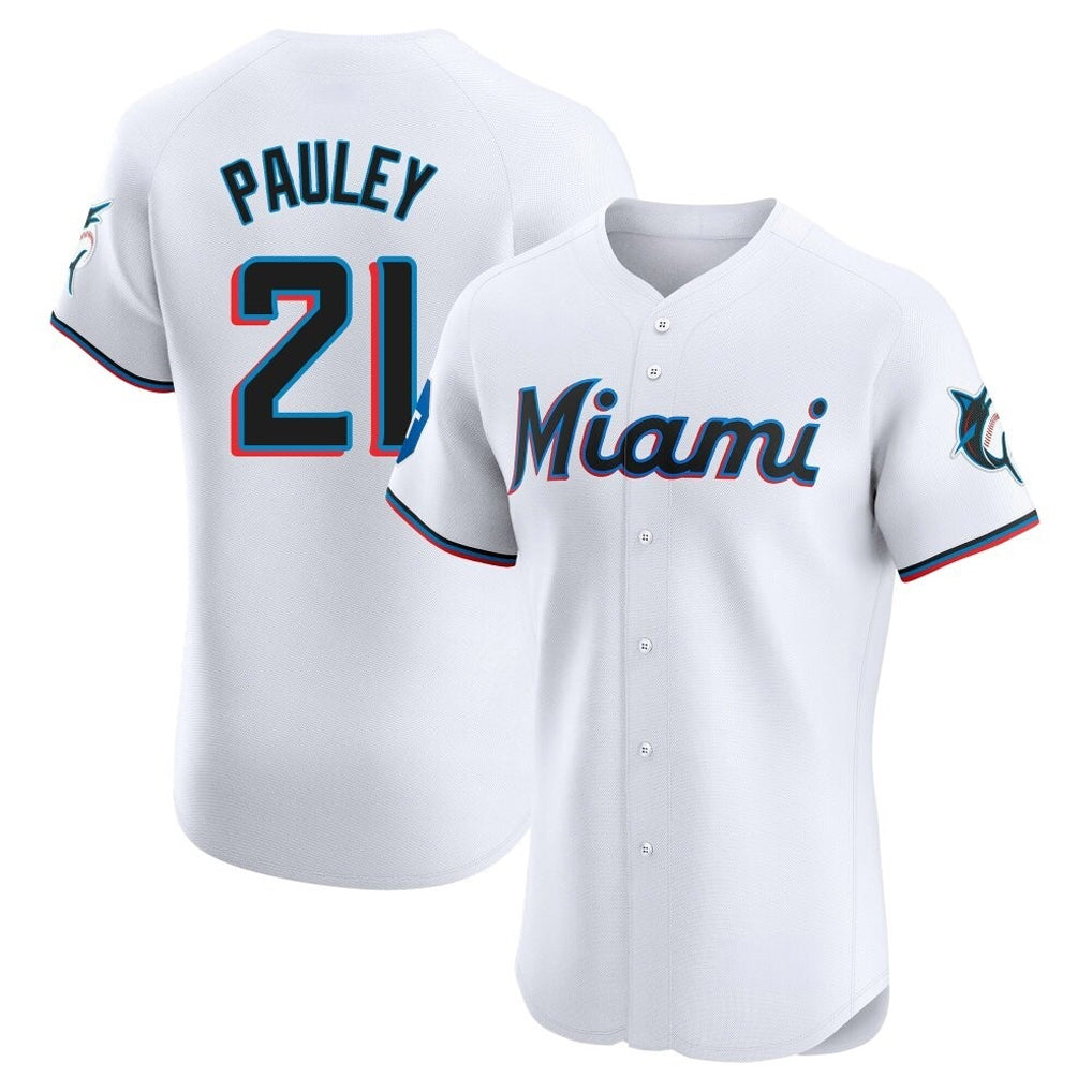 Choea M.Marlins #21 Graham Pauley Player White  Home Limited Elite Stitched Jerseys