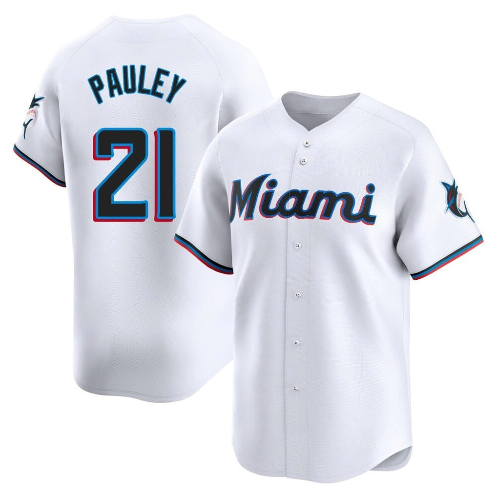 Choea M.Marlins #21 Graham Pauley Player White  Home Limited Stitched Jerseys