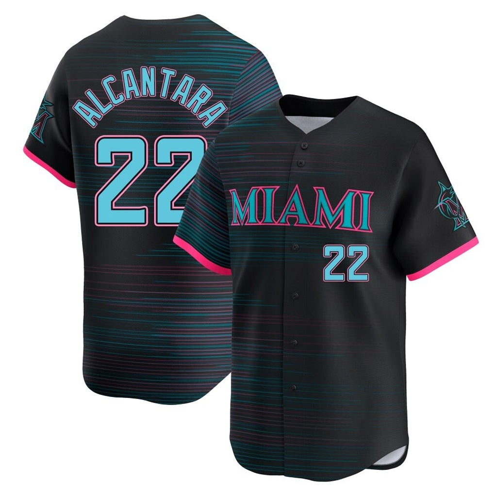 Choea M.Marlins #22 Sandy Alcantara Player Black City Connect Home Limited Stitched Jerseys