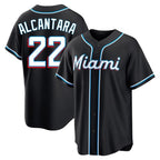 Choea M.Marlins #22 Sandy Alcantara Player Black Fashion Out Home Game Stitched Jerseys