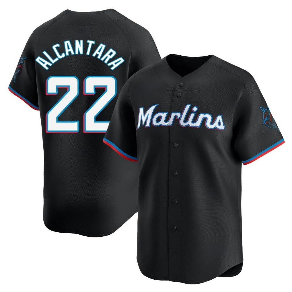 Choea M.Marlins #22 Sandy Alcantara Player Black  Home Limited Stitched Jerseys