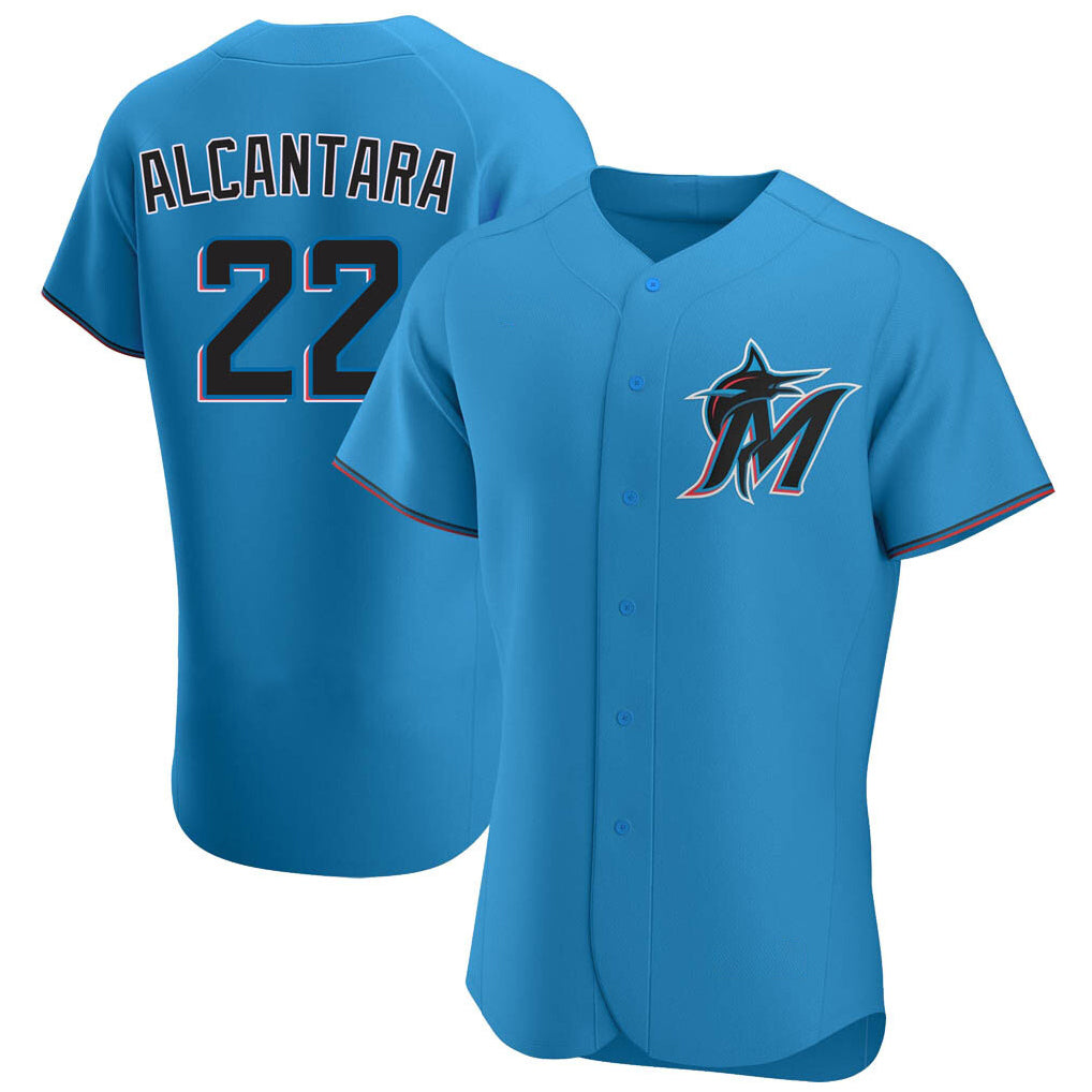 Choea M.Marlins #22 Sandy Alcantara Player Blue Home Limited Elite Stitched Jerseys