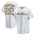 Choea M.Marlins #22 Sandy Alcantara Player Gold Home Game Stitched Jerseys