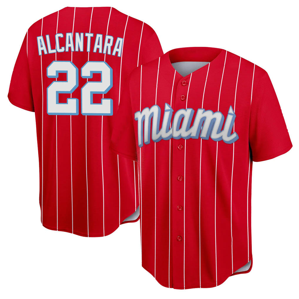 Choea M.Marlins #22 Sandy Alcantara Player Red City Connect Home Game Stitched Jerseys