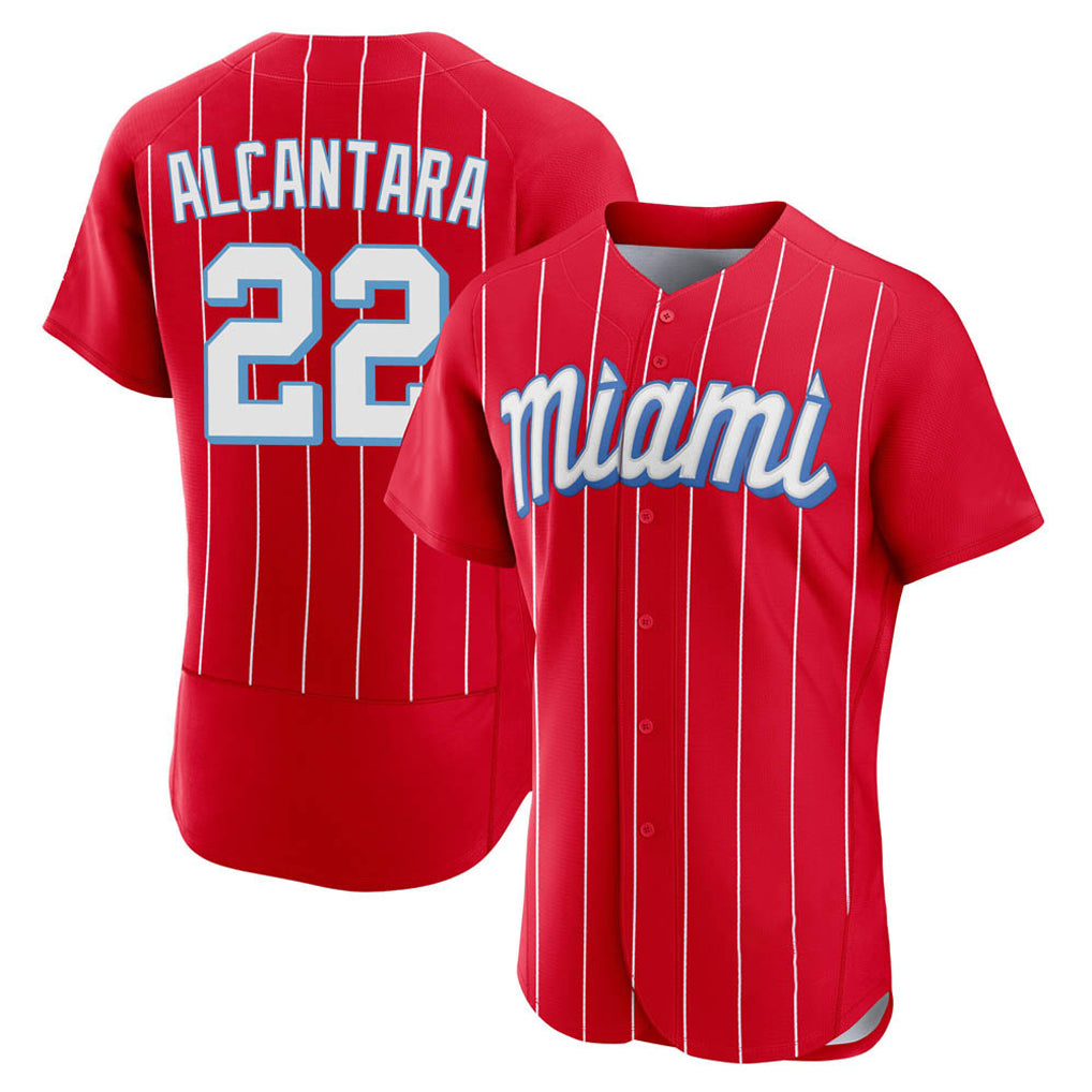 Choea M.Marlins #22 Sandy Alcantara Player Red City Connect Home Limited Elite Stitched Jerseys