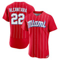 Choea M.Marlins #22 Sandy Alcantara Player Red City Connect Home Limited Elite Stitched Jerseys