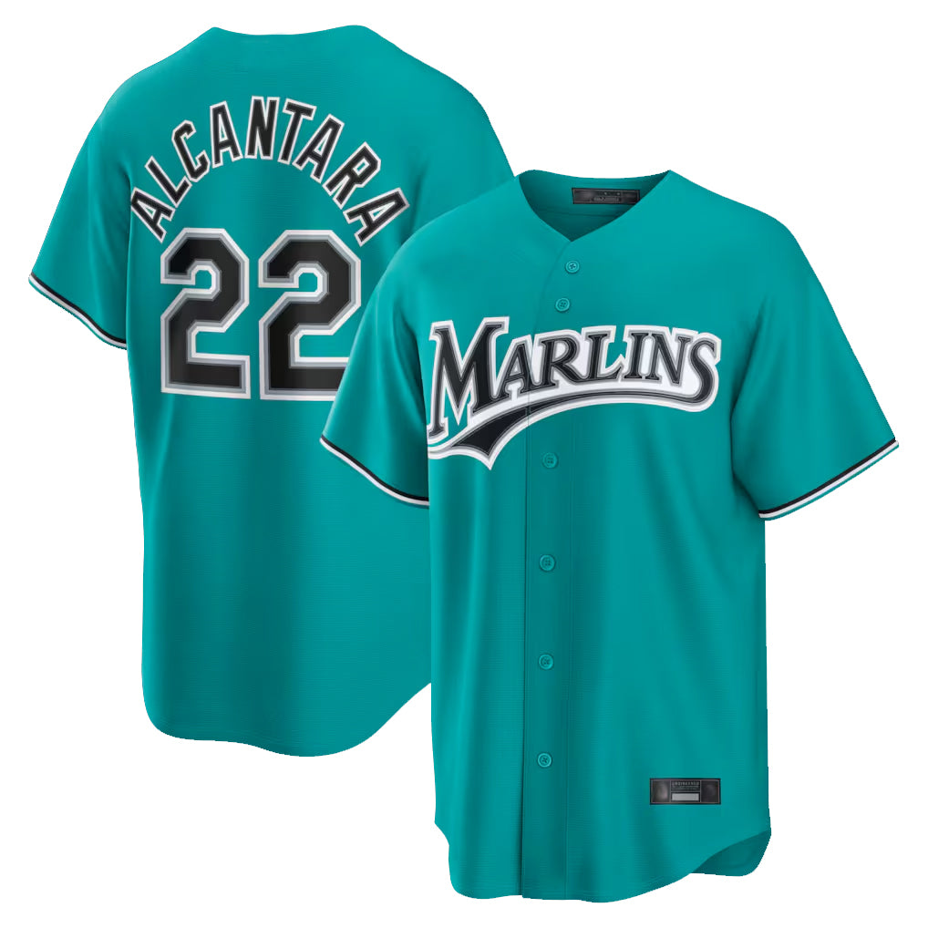 Choea M.Marlins #22 Sandy Alcantara Player Teal  Home Game Stitched Jerseys