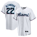 Choea M.Marlins #22 Sandy Alcantara Player White Home Game Stitched Jerseys