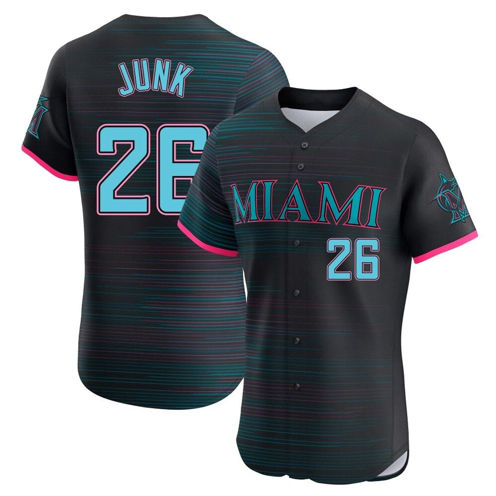 Choea M.Marlins #26 Janson Junk Player Black City Connect Home Limited Elite Stitched Jerseys