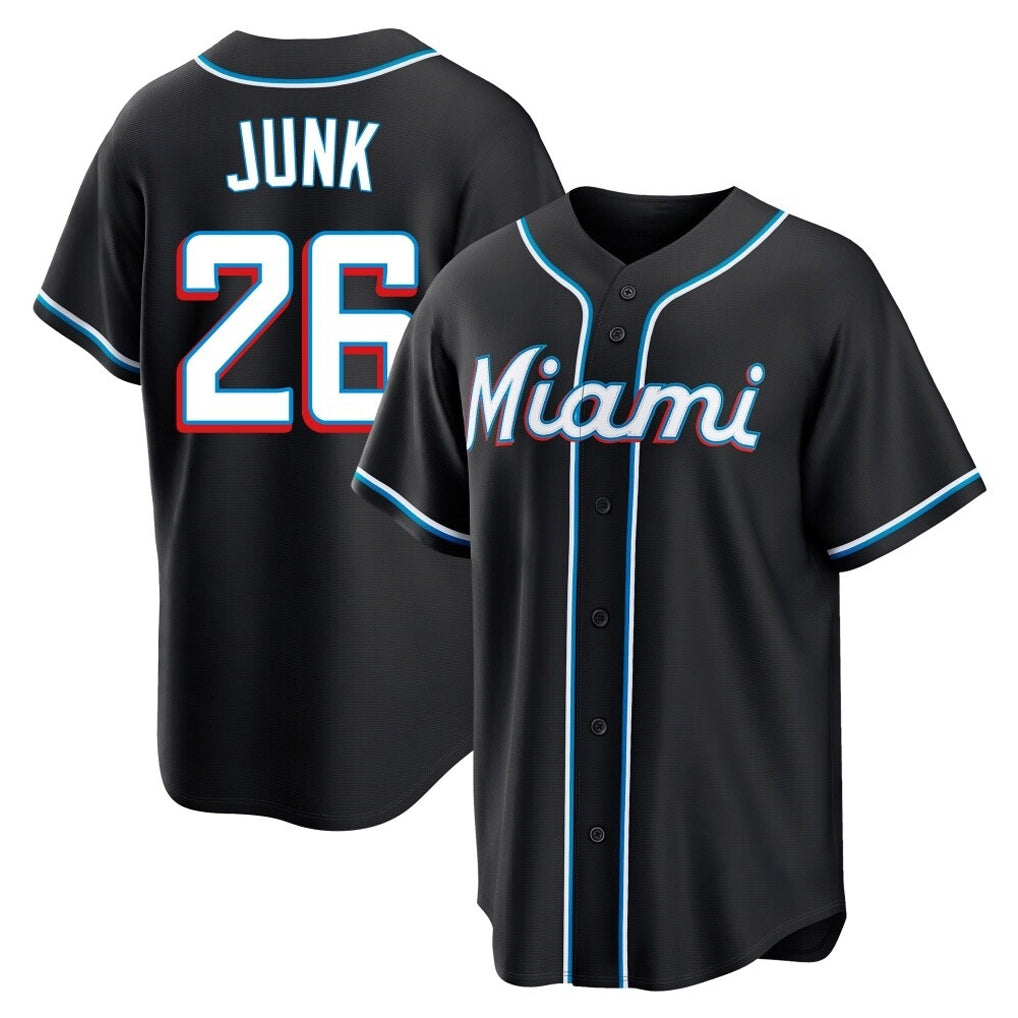 Choea M.Marlins #26 Janson Junk Player Black Fashion Out Home Game Stitched Jerseys