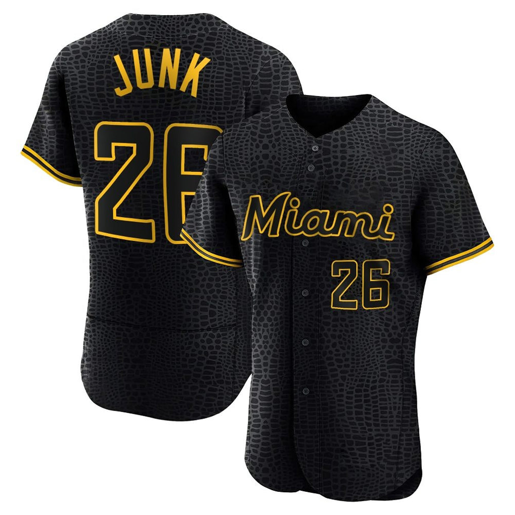 Choea M.Marlins #26 Janson Junk Player Black Snake Skin City Home Limited Elite Stitched Jerseys