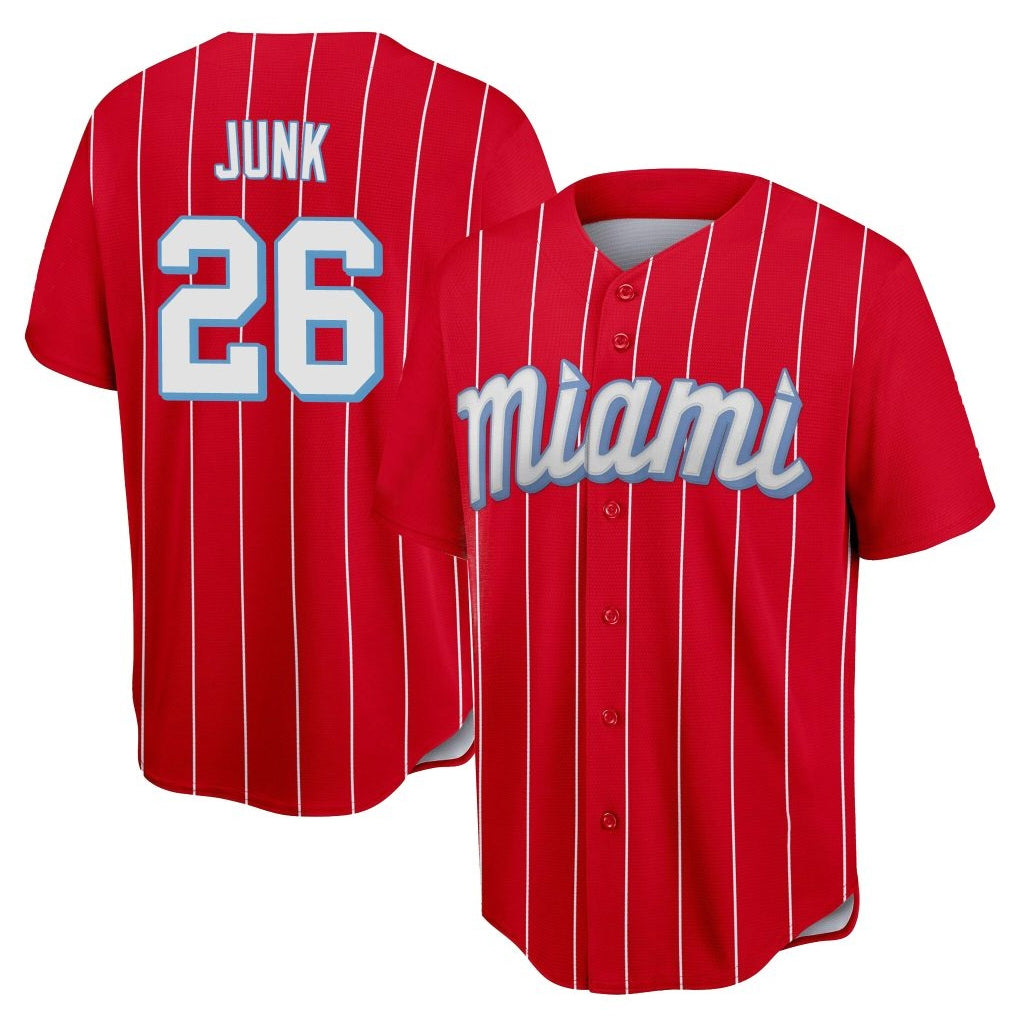 Choea M.Marlins #26 Janson Junk Player Red City Connect Home Game Stitched Jerseys