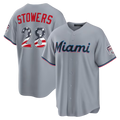 Choea M.Marlins #28 Kyle Stowers Gray USA 250 Fourth of July Road Stadium Jersey